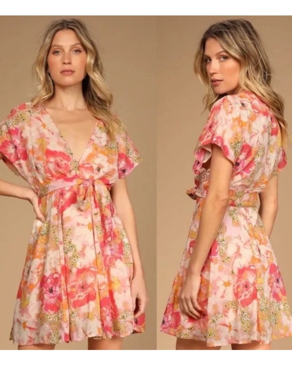 FREE PEOPLE Freddie Tie Mini Dress Size Small Fruit Punch Combo